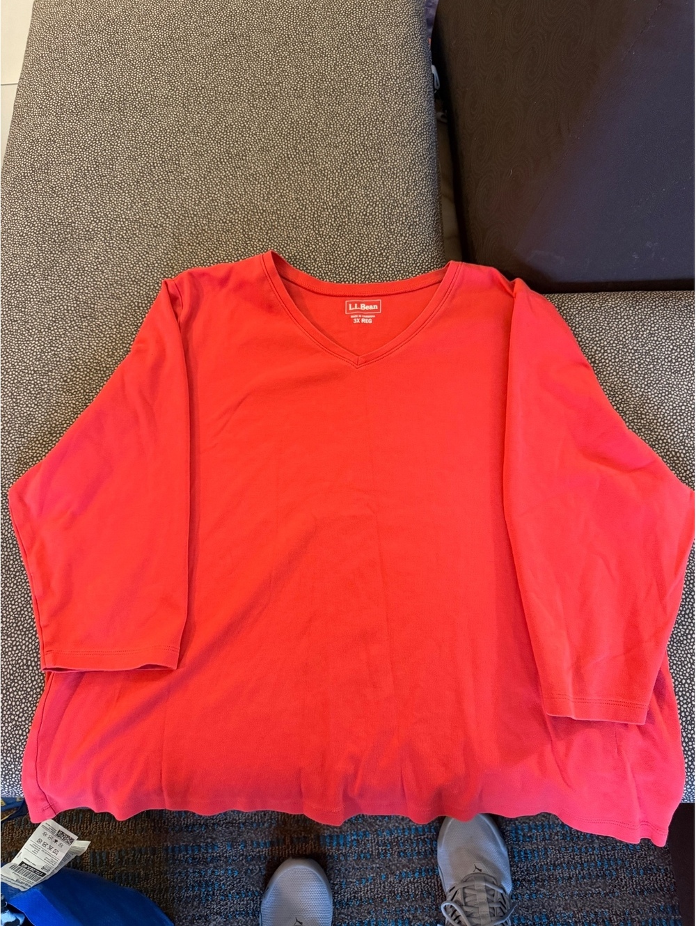 L.L.Bean Red V-Neck Long Sleeve Shirt 3X Regular